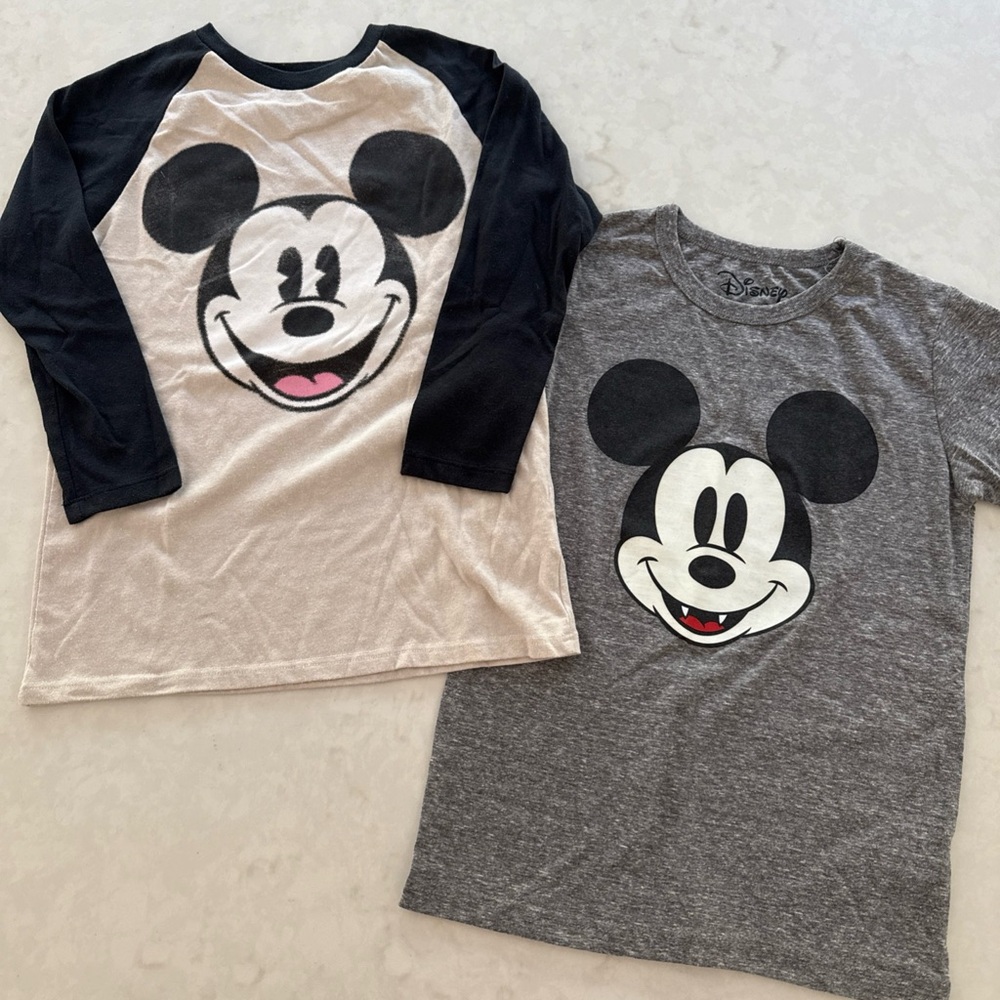 J.Crew Crewcuts Disney Mickey Mouse Graphic Baseball Tee Shirt LOT of 2 VINTAGE